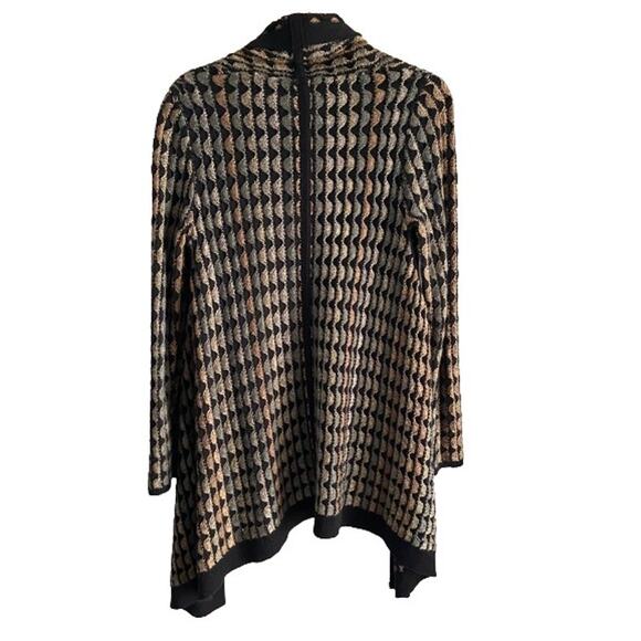 Nic & Zoe Asymmetric Side Zip Open Front Cardigan Olive Mix Sz S - Picture 2 of 11